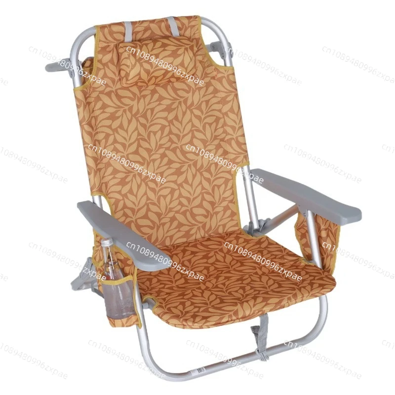 Outdoor folding beach chair sit and lie down dual-purpose gear adjustment portable camping chair fishing chair