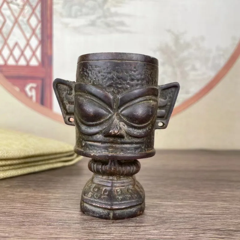 unisex Oriental Retro Imitation Ancient Mask Figurine Alloy Historical Style Tabletop Decor Art Craft Souvenir Gift
