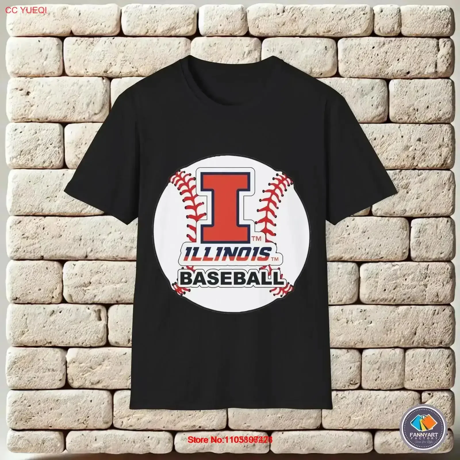 تي شيرت Illinois Fighting Illini Baseball Logo تي شيرت عتيق مغسول وجيد التهوية قليلاً للارتداء اليومي مريح #1