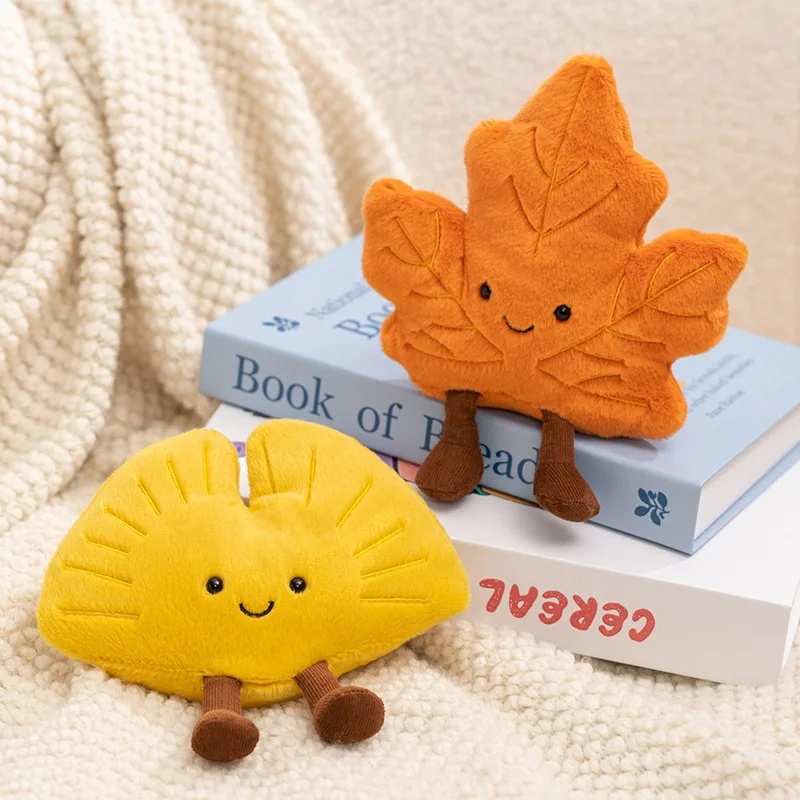 JC Ginkgo Leaf Plush Toy Soft Cute Stuffed Maple Leaf Doll Autumn Decor Comforting Gift For Home Sofa Decoration For Adults