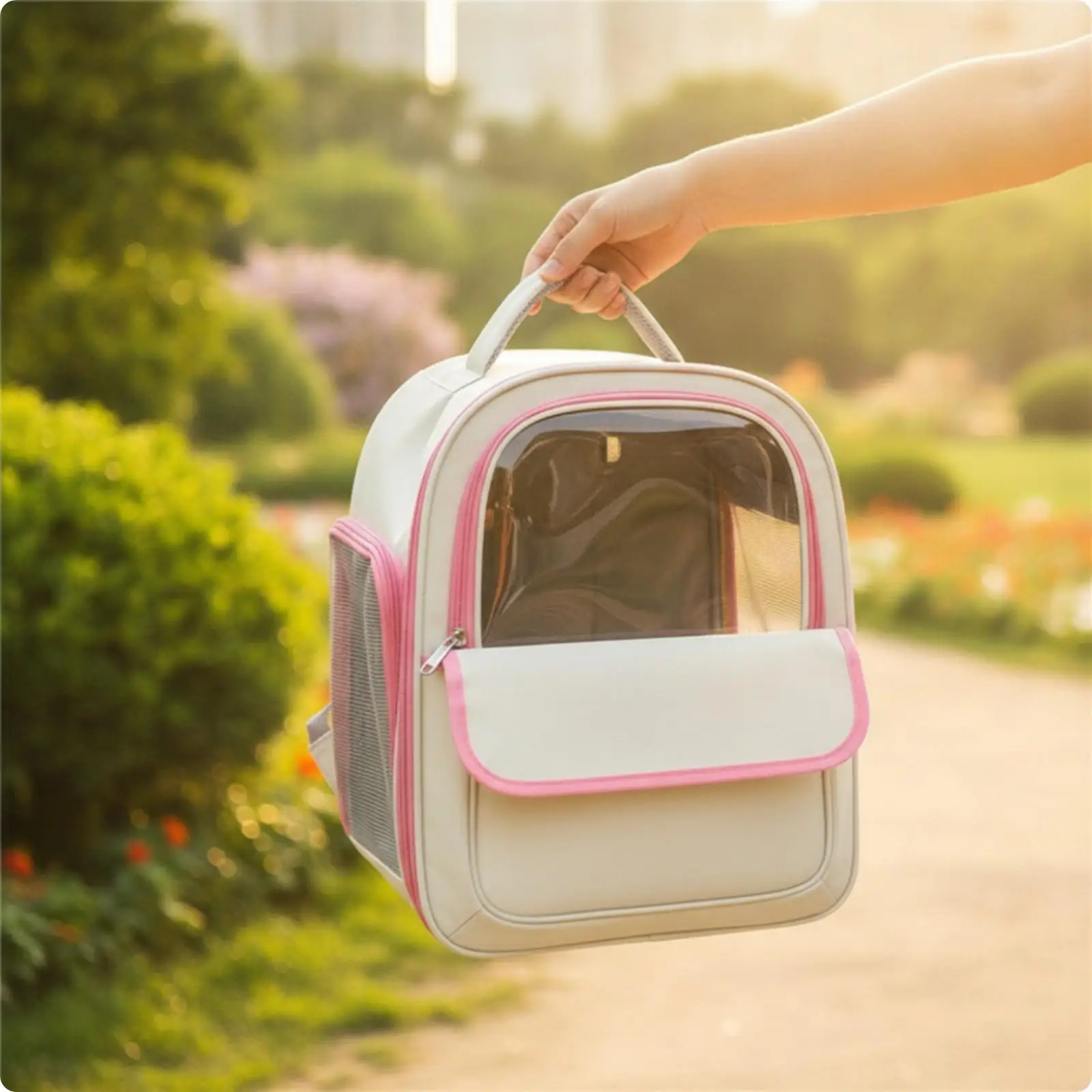 Structured Pet Carrier Backpack Padded Shoulder Straps Pet Carrier Backpack with Transparent Front Panel Breathable for Cat
