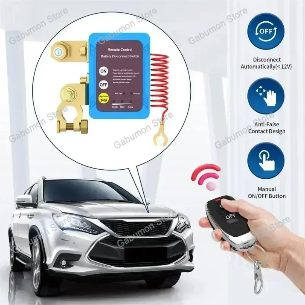 مفتاح فصل البطارية عن بعد 12 فولت 240A مفتاح قتل إيقاف تشغيل الطاقة التلقائي مفتاح التحكم عن بعد للسيارات سيارة شاحنة قارب #6