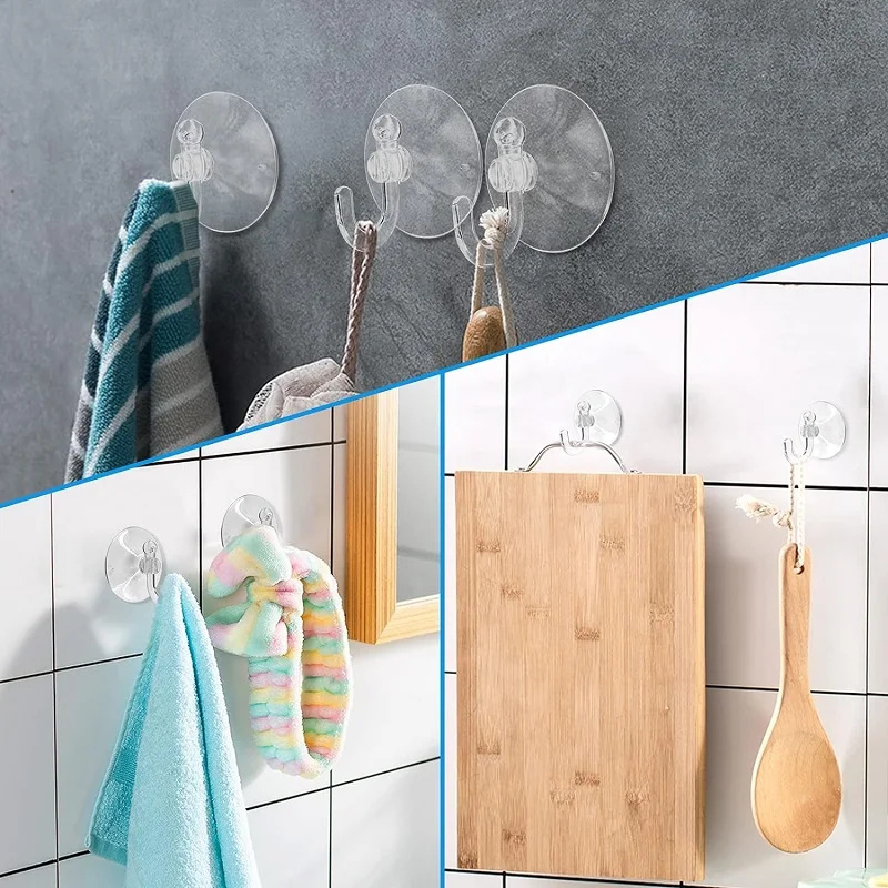 10Pcs Suction Cup With Hooks Vacuum Sucker Hooks for Shower Window Glass Suction Cup Hangers Reusable for Bathroom Sucker