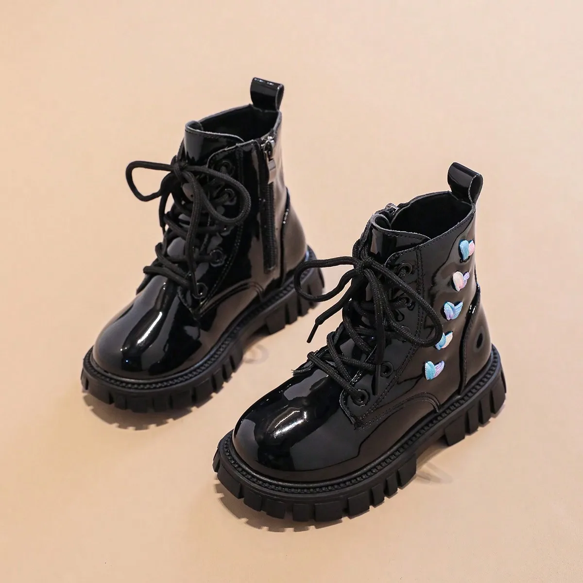 Kids Soft Leather Boots for Girls 2025 New Autumn Winter Kids Glossy Ankle Boots Non-slip Classic Princess School Party Boots