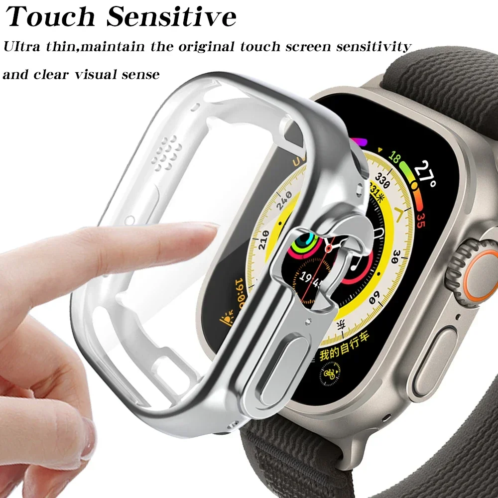 360 Full Soft Protective Case for Apple Watch Ultra 2 49mm TPU Screen Protector Bumper for iWatch Series 9/7/8 41mm 45mm Cover