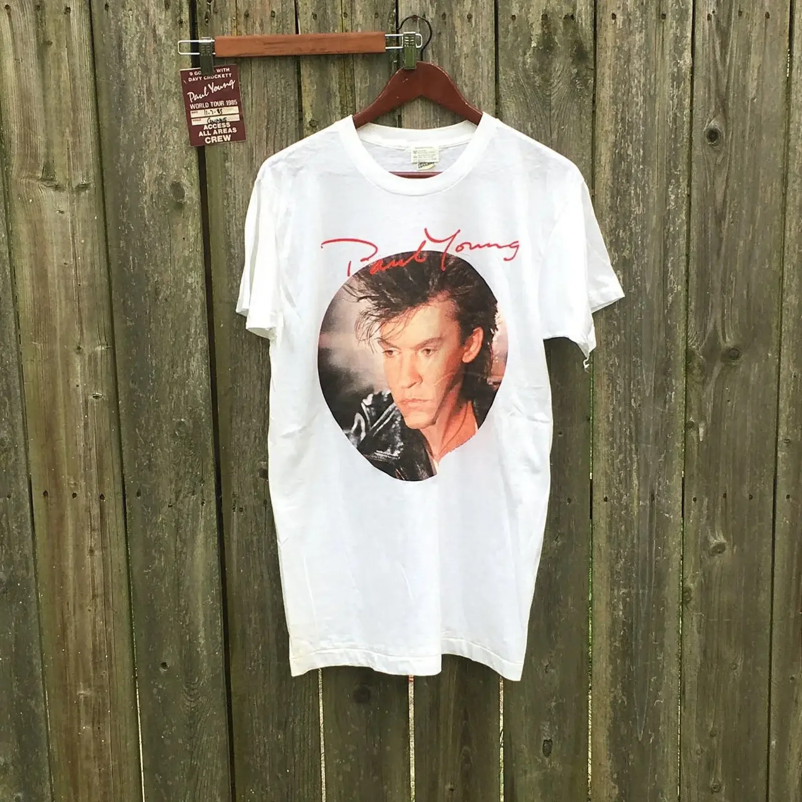 Vintage 80's Paul Young Nine Go Mad 1985 Tour  Band T shirt with Back Stage Pass Size Medium vintage Washed Slightly graphic