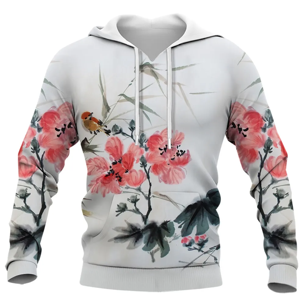 HX Fashion Art Hoodies Landscape Painting Plant Pine Tree 3D Printed Sweatshirts Men Women Casual Streetwear Harajuku Hoodie