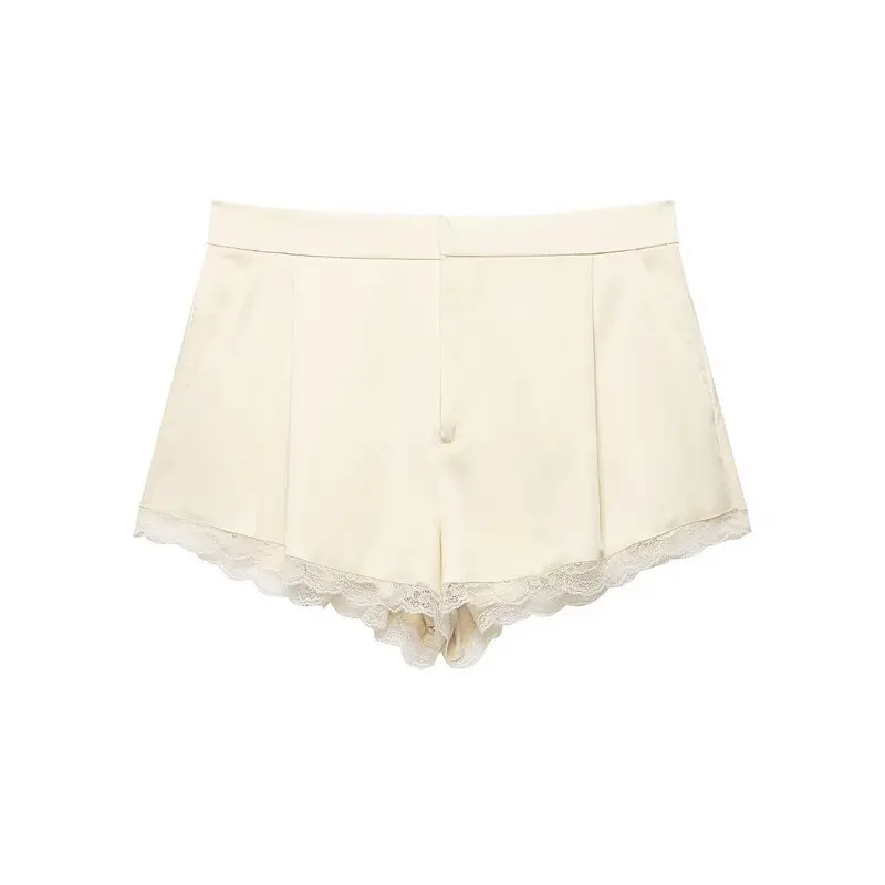 Elegant Lace Trim Short Pants for Women Natural Waist Spring Summer New Arrival Comfortable Casual Pants Quality Material