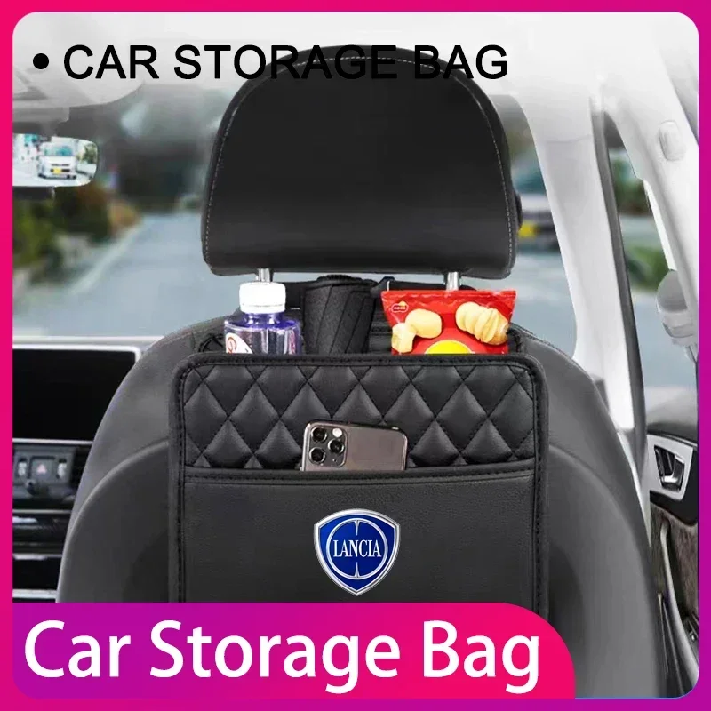 

Car Backseat Multifunction Leather Hanging Storage Bag Interior Accessories For Lancia ypsilon delta musa nera thema universal