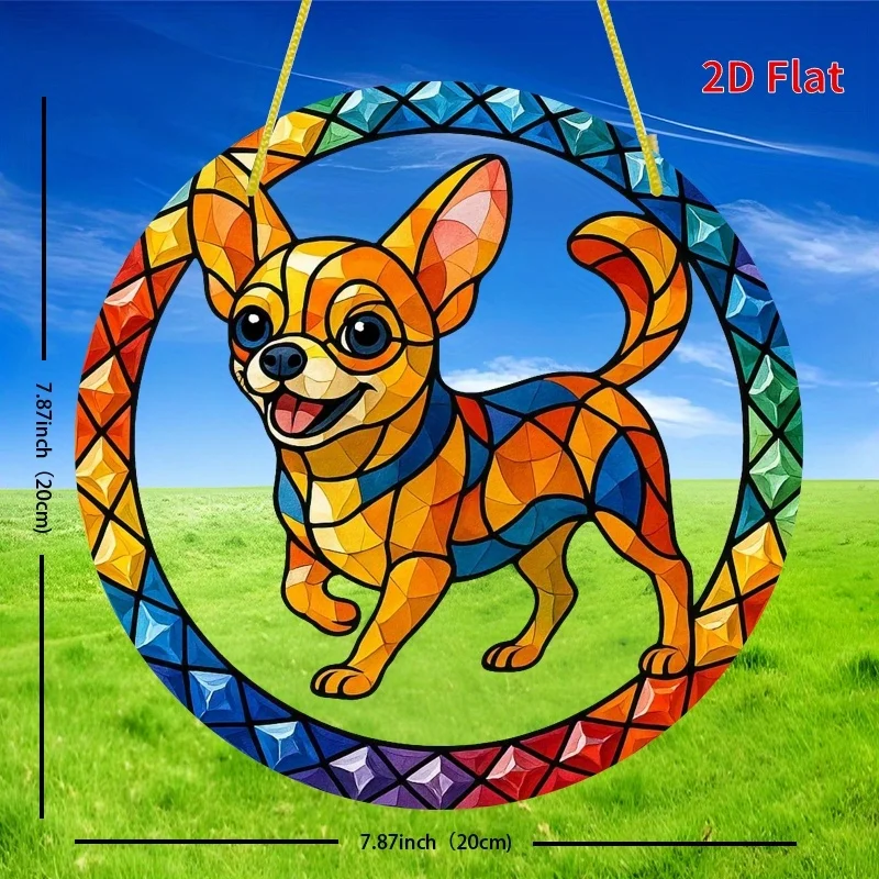 2D Flat, (2D-plate) 1pc-Chihuahua themed design/ suncatcher - 8