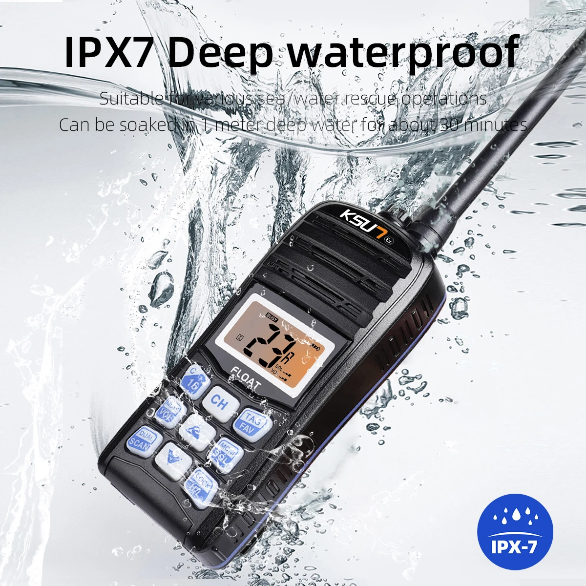 KSUN P35EX IPX7 NOAA مقاوم للماء العائمة VHF البحرية راديو مقاوم للانفجار اسلكية تخاطب لألغام الفحم المحيط الشحن