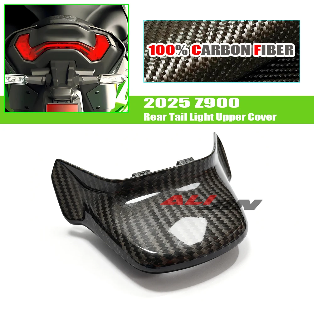 

100% Real Carbon fiber For KAWASAKI Z900 2025 2026 Motorcycle Rear Tail Light Upper Cover Shield Case Panel Fairing Plate