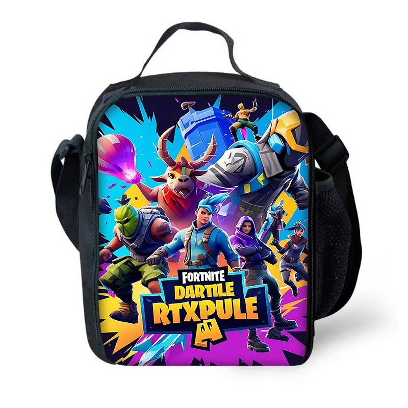 משחק קלאסי Fortnite's תיק מבודד לילדים עם קיבולת גדולה לילד ולילדה סטודנט לפיקניק בחוץ קופסת ארוחת צהריים תרמית לשימוש חוזר
