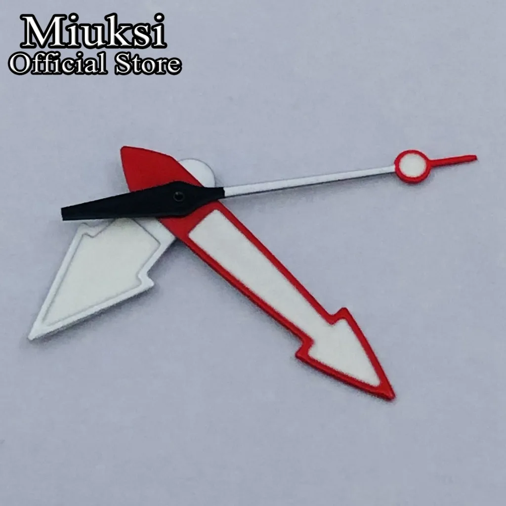 Miuksi black white red watch hands green luminous hands fit NH35 NH36 ETA2824 2836 PT5000 Miyota 8215 Mingzhu DG2813 movement