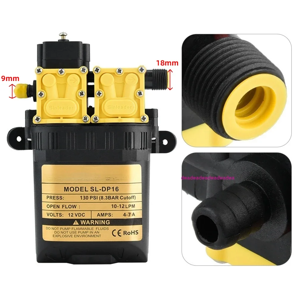 12V 7A 10L/min High Pressure Agricultural Electric Water Pump Water Sprayer Pumps Dual-Core Power Agricultural Electric