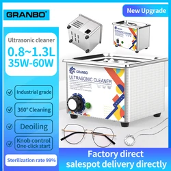 GRANBO 2025 New Ultrasonic Cleaner  800ML 1300ML Heating Timer 35W 60W 40KHz Ultrasonic Bath Printer Glasses Cleaning Appliances