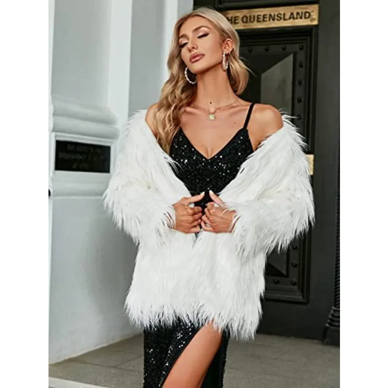 Fur Coat Autumn and Winter European and American New Mid Length Long Fur Coat Imitation Fur Coat