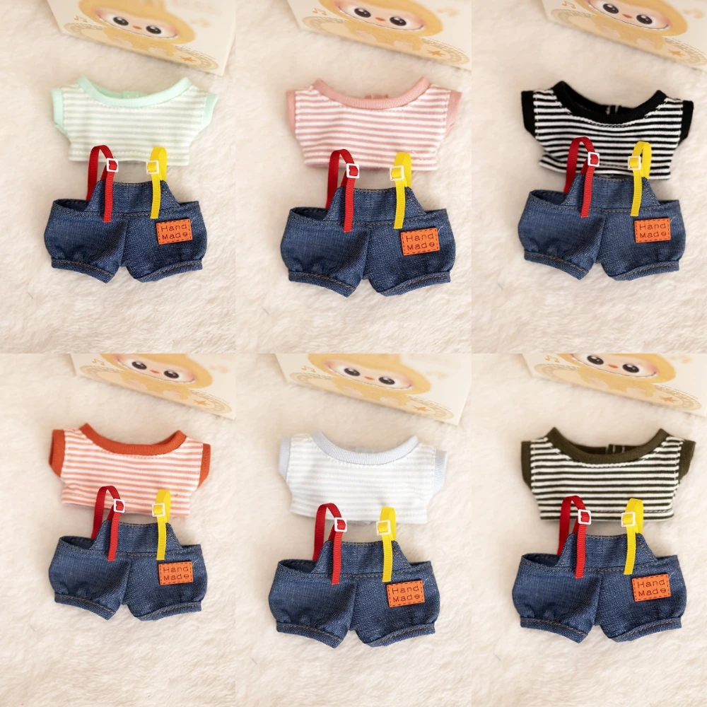 

1Set 15/17cm Labubu Clothes T-shirt Overalls and Hat Doll Clothes Doll Accessories Sitting Party Game Gift Toys
