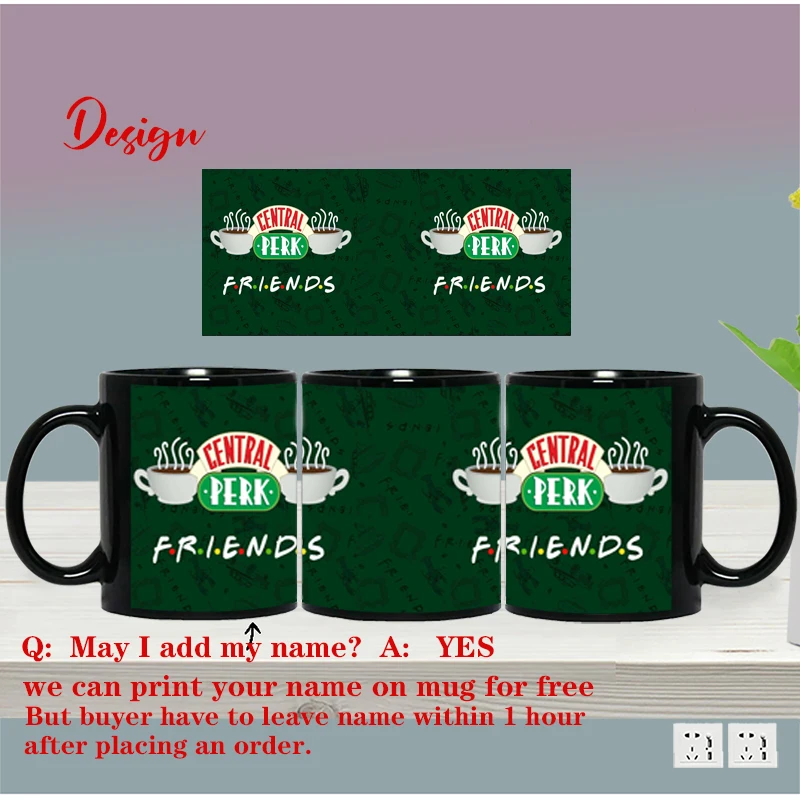 Personalized Name Mug Central Perk Design Coffee Mug  Customize Tea Cup Black Milk Beer Mugs Lovers Friends Gifts