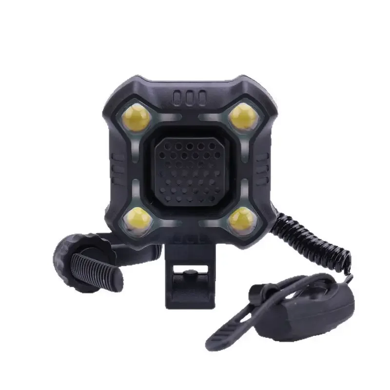 Conjunto de aviso à prova de chuva para passeio noturno de bicicleta LED, acessórios de equitação Luzes de mountain bike Carregamento USB, luzes de buzina, bicicleta de estrada