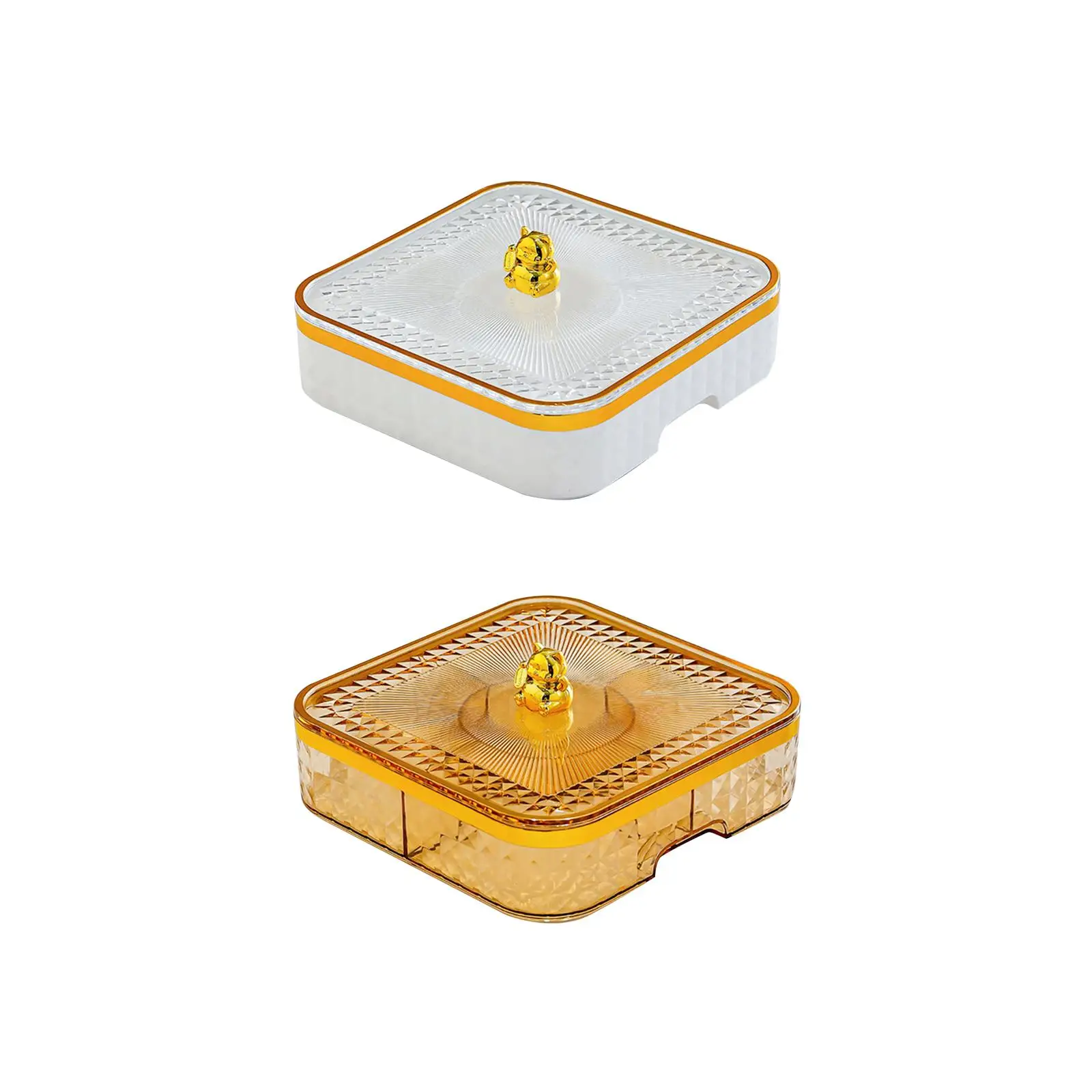Assiette carrée de service de noix et de bonbons, conteneur de stockage des aliments pour les fêtes de bureau, plateau de collation léger synchronisé 9,2x9,2x3 pouces