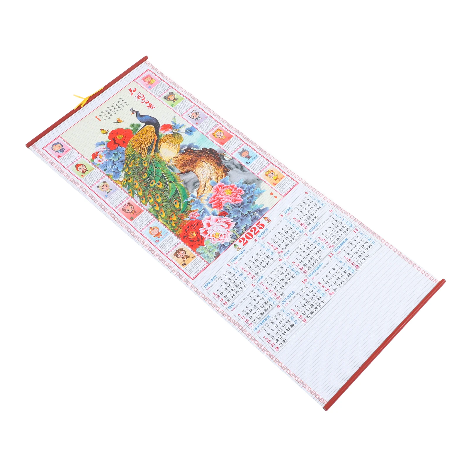 Chinese Zodiac Calendar Hanging Scroll Planner Lunar Traditional New Year 2024 Date