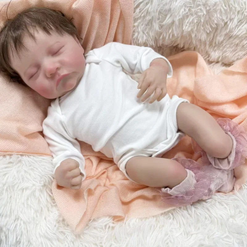 Levi 19 pouces cheveux enracinés à la main tissu doux corps Reborn poupée réaliste câlin bébé plusieurs couches peinture 3D peau veines visibles