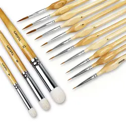 Miniature Paint Brushes Set - Premium Goat Hair Dry Brushes for Model Painting, Domed Drybrush Kit for Scale Models & Miniatures