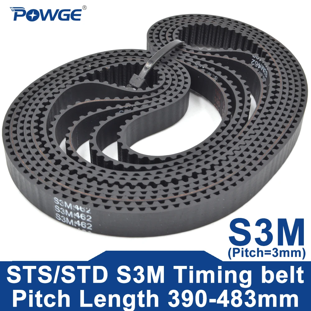 POWGE STD S3M Timing Belt Lp=390-483mm 393 396 399 402 405 408 411 414 417 420 423 426 429 432 435 438 441 444 447 450 453 456