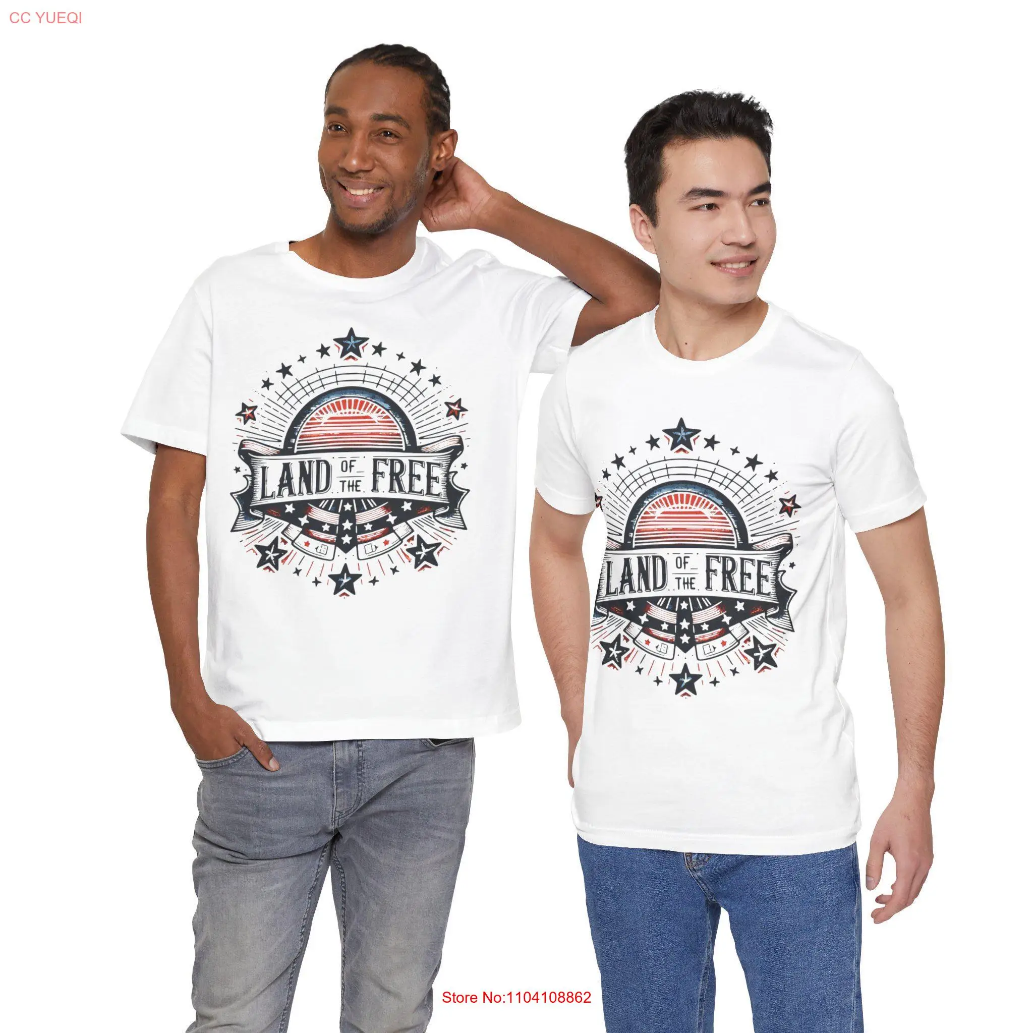 

Land of the Free T Shirt July 4th quotes Quote Independence Day America Top long or short sleeves