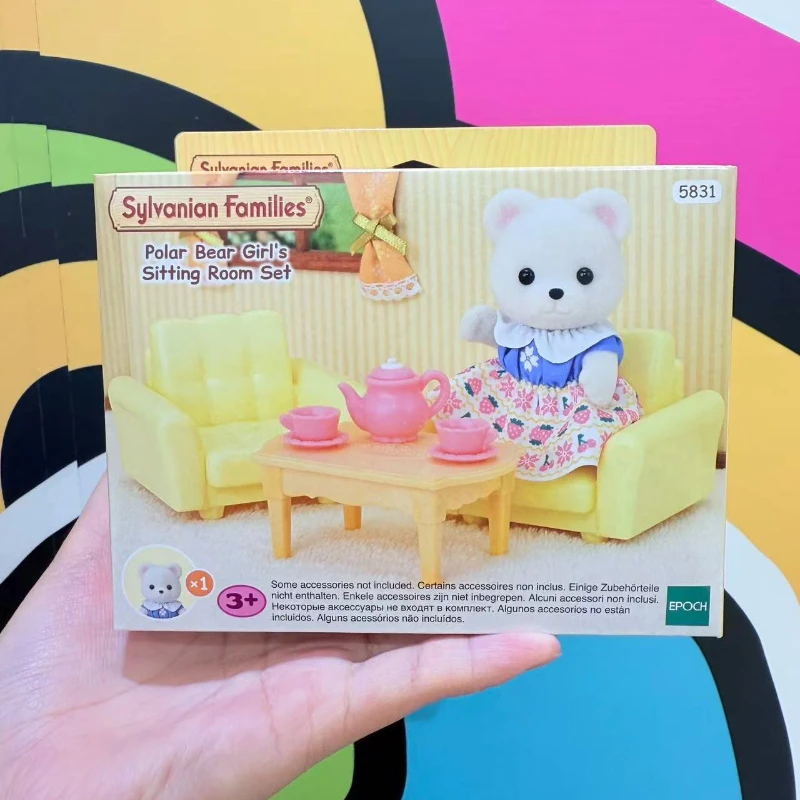سيلفانيان فاميليز أعمى المفاتيح اكسسوارات أرقام الأصلي الأبيض الدب أريكة الاطفال لعب للفتيات فتاة لعبة المطابخ مجموعات هدايا