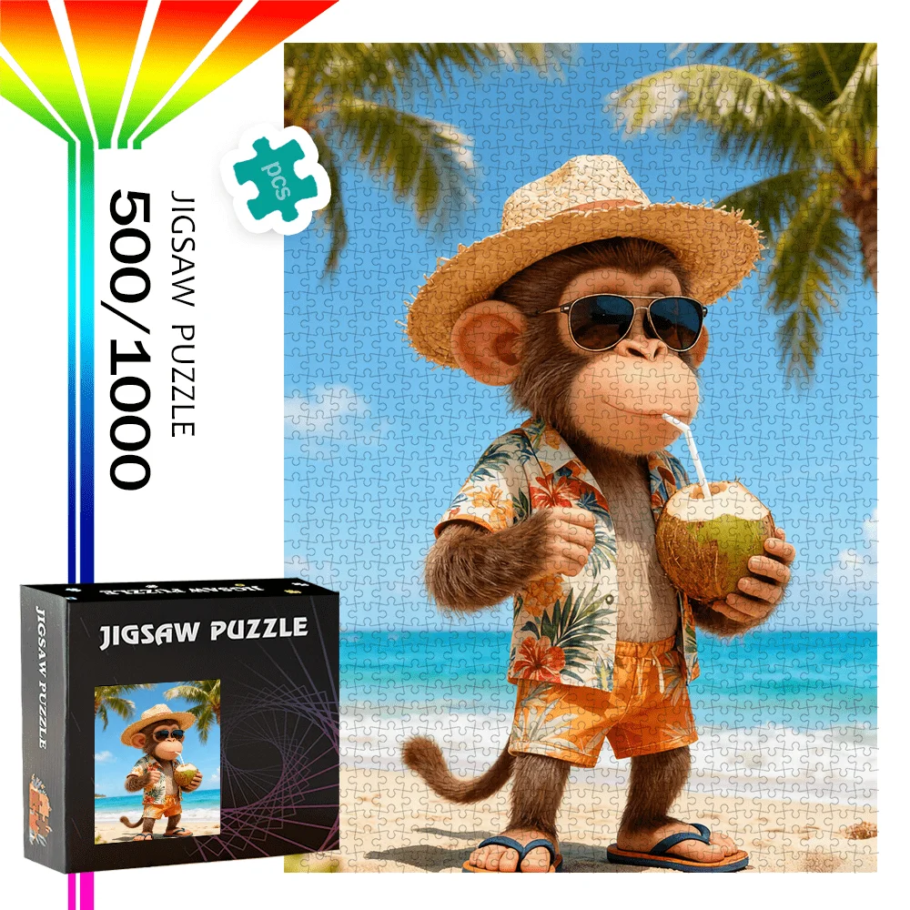 

500 шт. или 1000 шт. головоломка с обезьянкой и пиратской тематикой, подходящая для дней рождения, Рождества, Пасхи — портативная промежуточная вызов с