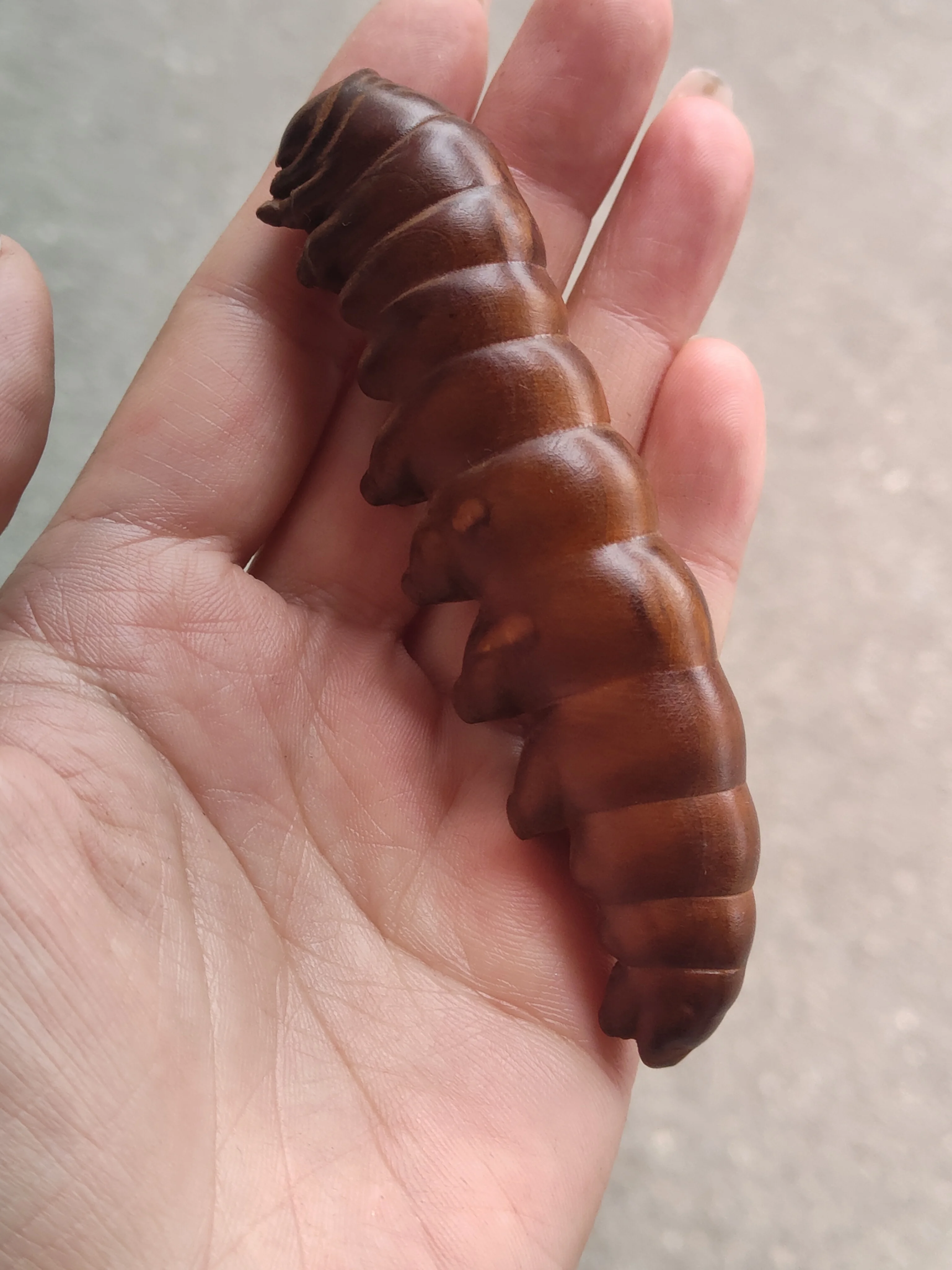 Chinese boxwood boutique wood carving personality carving caterpillar desk ornament hand play handle piece