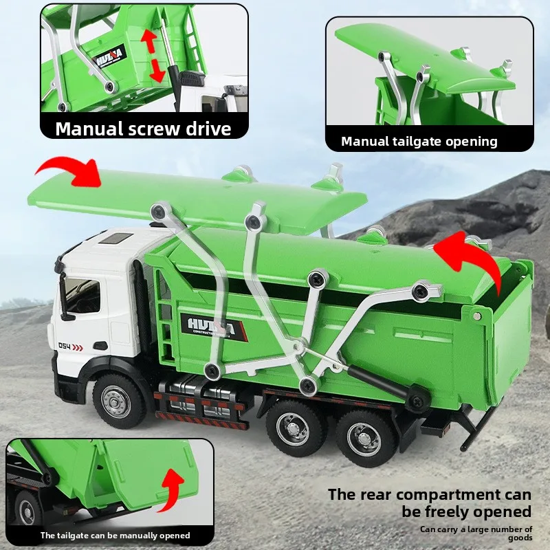 Huina 1/50 合金ミキサー車 プルバック式 シミュレーションダンプトラックモデル エンジニアリングカー 土壌運搬車 子供のおもちゃ 男の子へのギフト