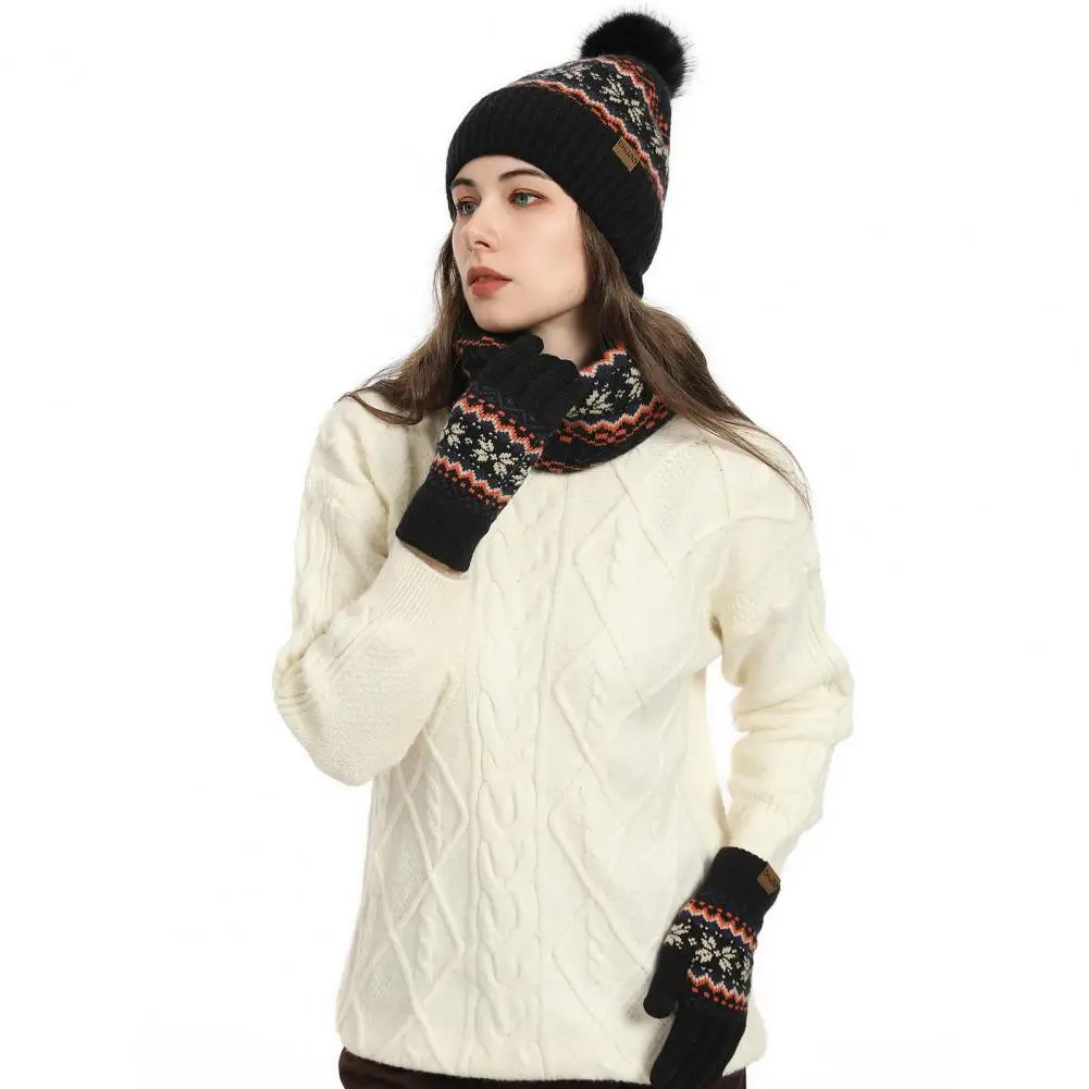 Ensemble écharpe et gants unisexes avec décor de boule en peluche, bonnet doublé sourire, cache-cou élastique, bonnet chaud unisexe, hiver
