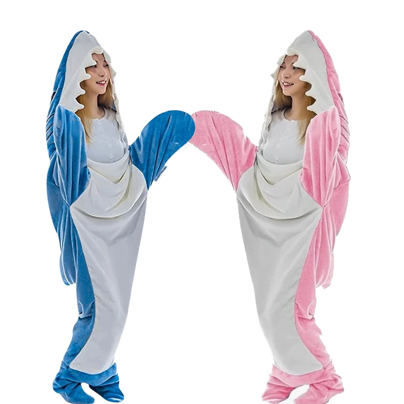 

New Adult Shark Playsuit Halloween Marine Animal Shark cos Party Ball Activity Performance Dress Shark Flannel Sleeping Bag