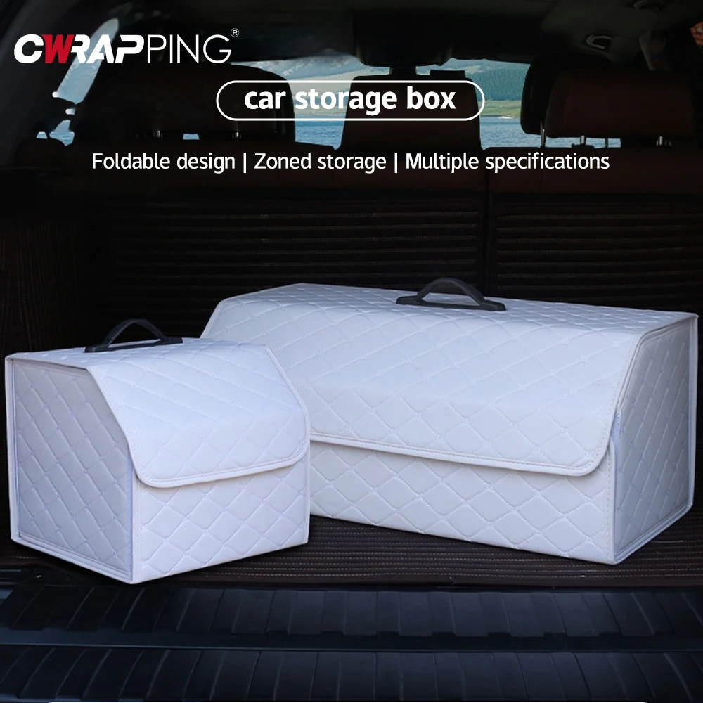 

Car Trunk Organizer Box Large Capacity Auto Multiuse Tools Storage Bag Stowing Tidying Leather Folding for Car Trunk Storage Box