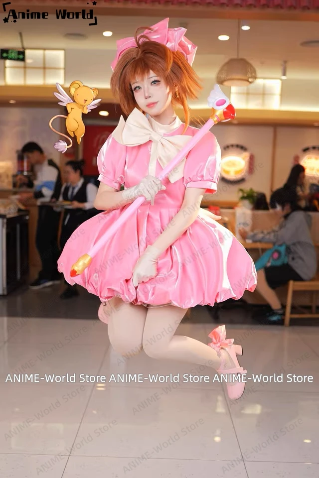 Cardcaptor Sakura: Clear Card Sakura Kinomoto Pink Cosplay Costume Set Halloween Role Play Carnival Clothing No Pants