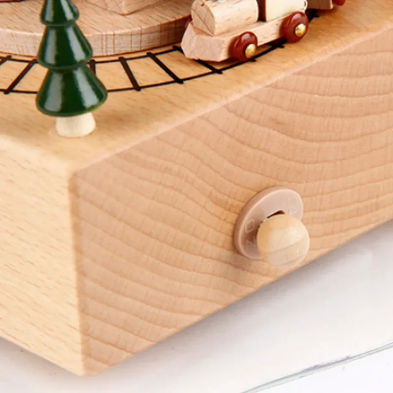 Creative Wooden Music Box Printed Green Small Tree Rabbit Music Box Children's Birthday And Valentine's Day Small Gift Handicrat