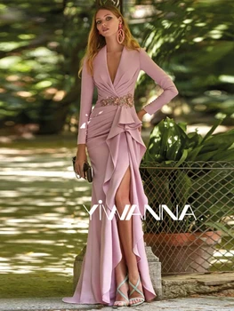 結婚式のための花嫁の母のドレス、クラシックなアップリケウエディングドレス、エレガントな人魚のイブニングドレス、控えめな長袖、カスタマイズされた