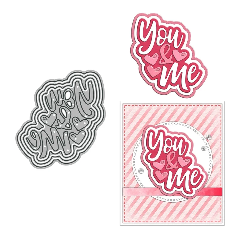 

You & Me Love Hearts Cutting Dies Valentine's Day DIY Scrapbooking Supplies Metal Dies Knife Mold For Cards Albums