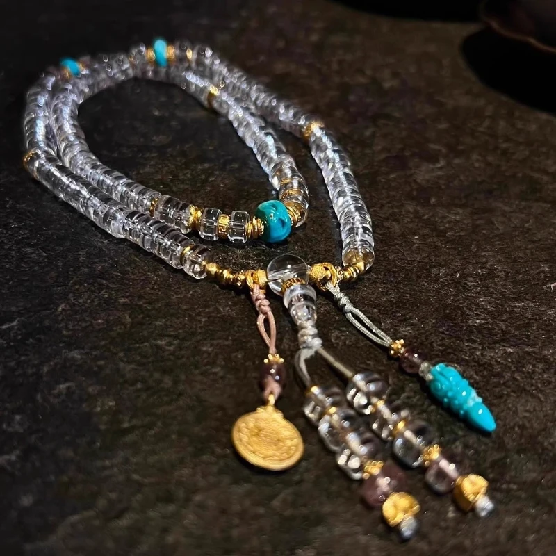 

White Crystal Turquoise Antique Women's Bracelet, Ethnic Style Retro Accessory