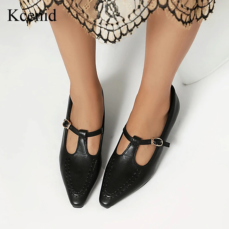 

Kcenid Spring New Retro Fashion Med Heels Pointed Toe Dating Beauty Office Lady Sweet Mary Janes Women Shallow Pumps Shoes Black