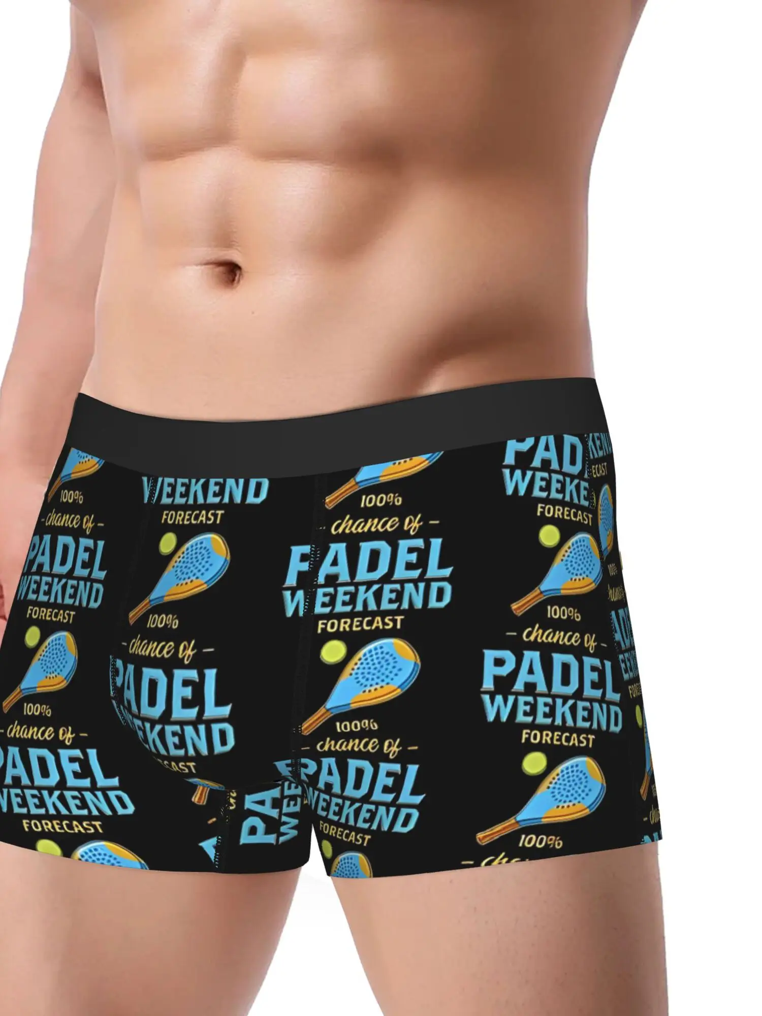 1pc Weekend Forecast Paddle Tennis Padel Print Underpants Homme Panties for Man Underwear Comfortable Shorts Boxer Briefs