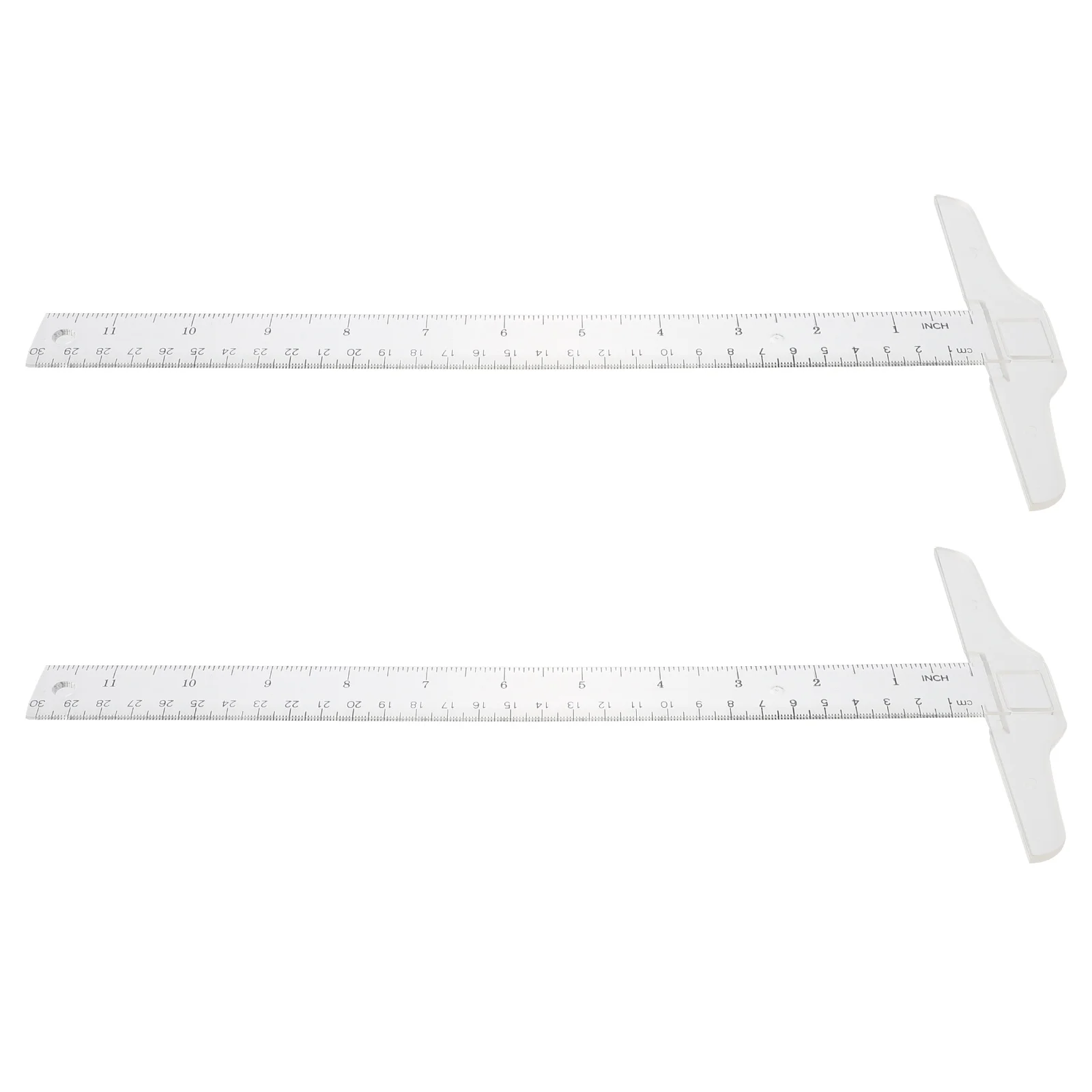 

2pcs Plastic T Shape Student Design Measuring Tool School Art Supplies Drafting Ruler Double Scale General Layout Tool T-Square