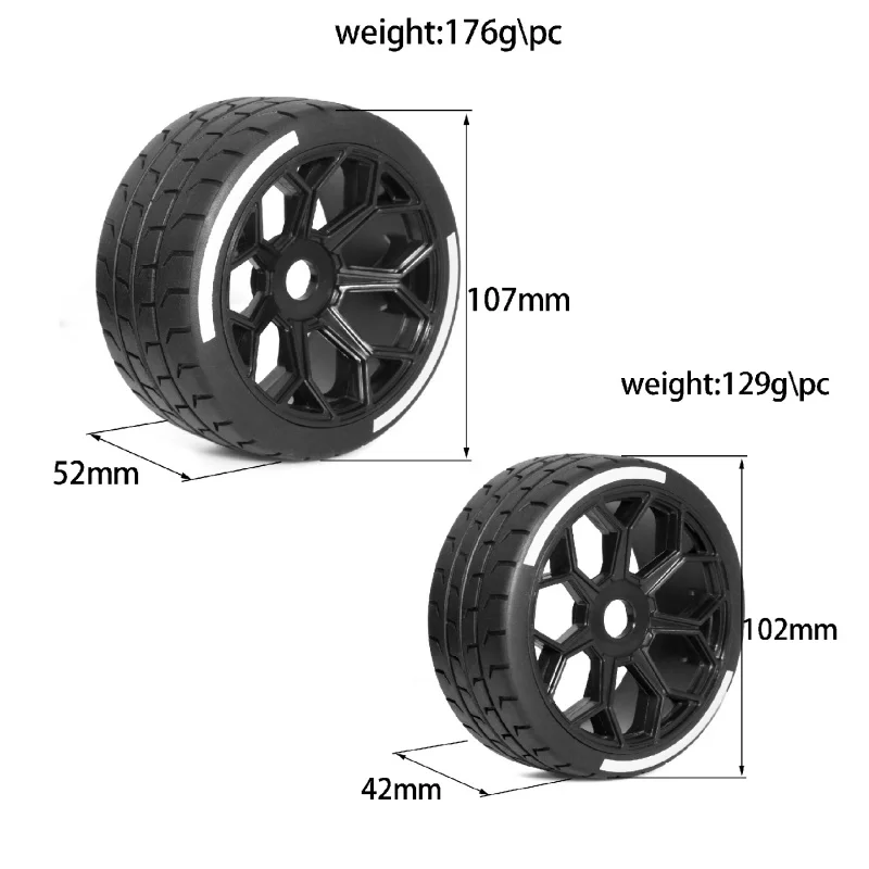 4PCS 102-107mm RC Car On-Road Tires High Grip Wheels for 1/7 ARRMA Felony FS Racing Mustang GT Upgrade Tire Parts