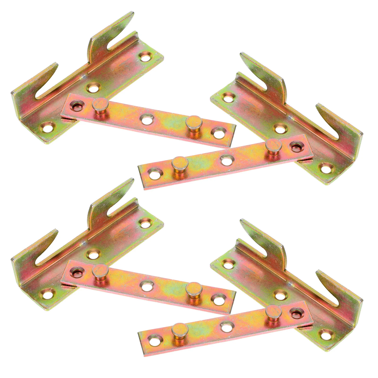 

4Sets Invisible Bed Rail Hinges Folding Self-Lock Bed Frame Connector Strong Furniture Hardware Self-Lock Hinge with Screws