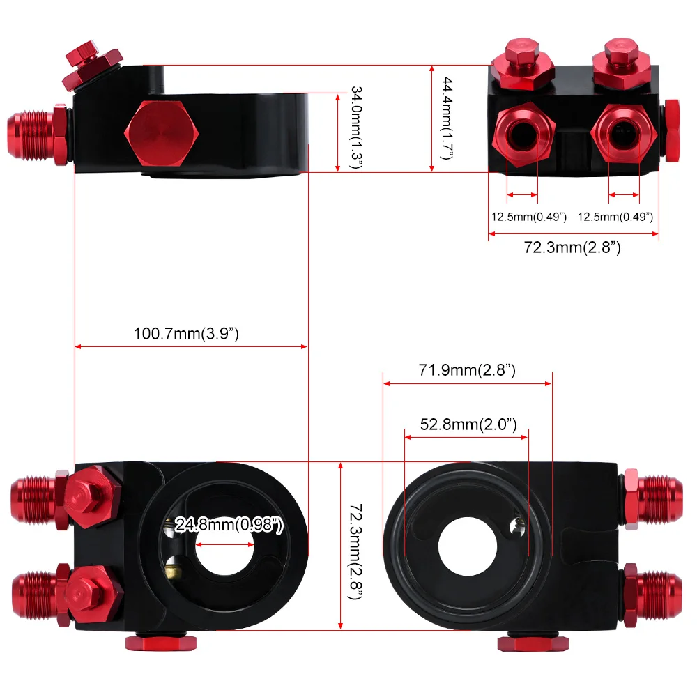 WLR RACING - Aluminum  AN10 Oil Filter Cooler Sandwich Plate Adapter TURBO WITH Thermostat And FITTING 3/4-16 UNF,M20*1.5