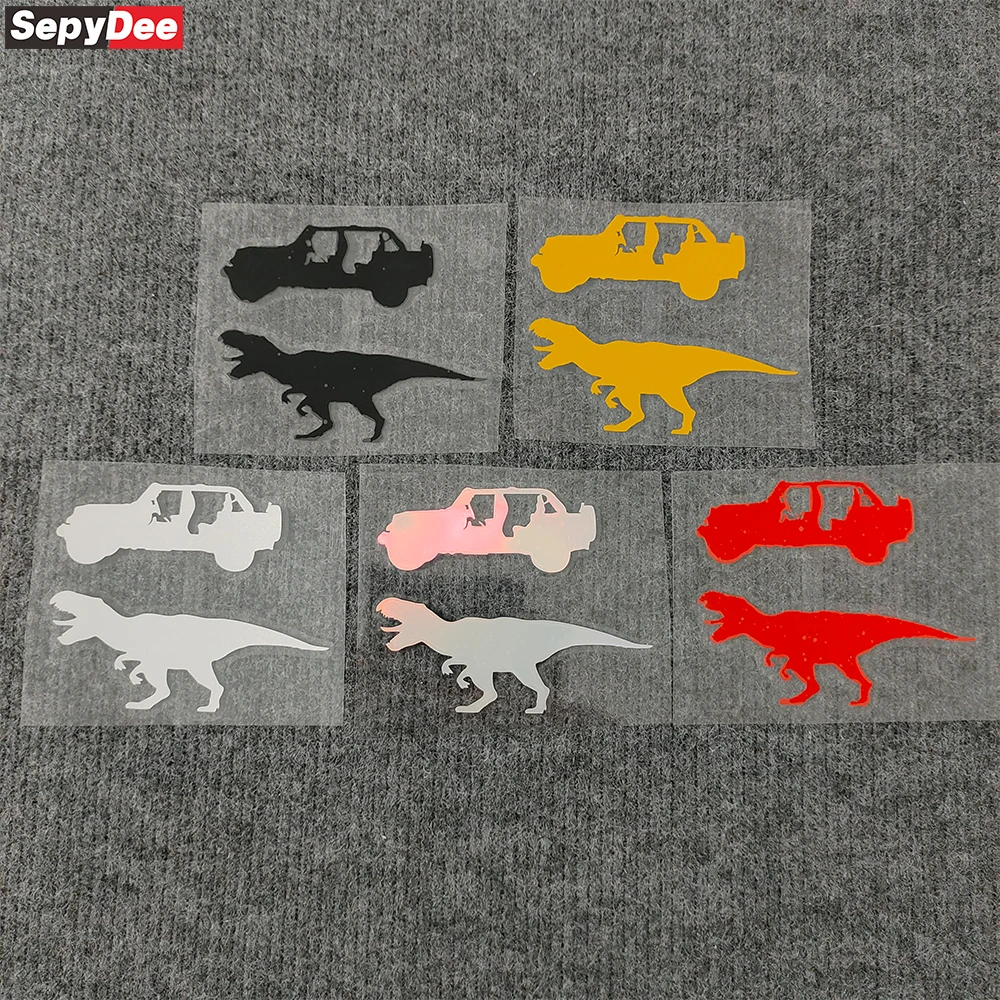 Car Window Silhouette Stickers T-Rex Easter Egg SUV Bumper Trunk Reflective Vinyl Decals For Jeep Wrangler JK JL Accessorie