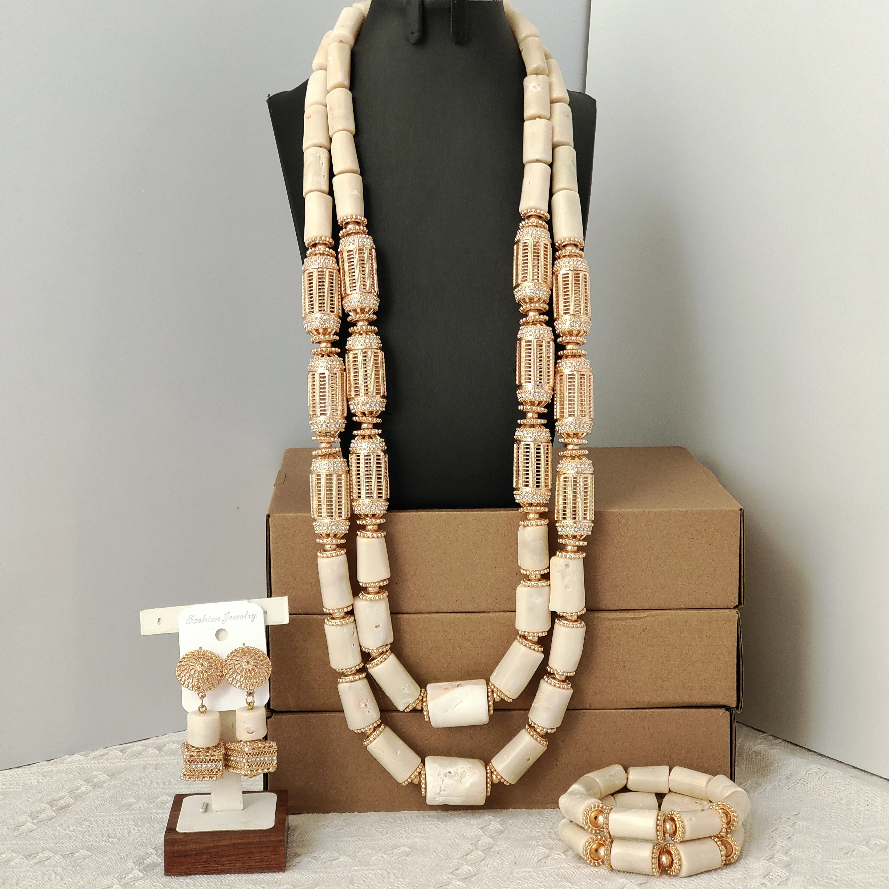 

White Nigerian Coral Bead Jewelry Set Wedding Real Original 2026